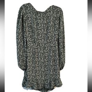 LULUS Green Floral Print Ruffled Long Sleeve Open Back Mini Dress Size L